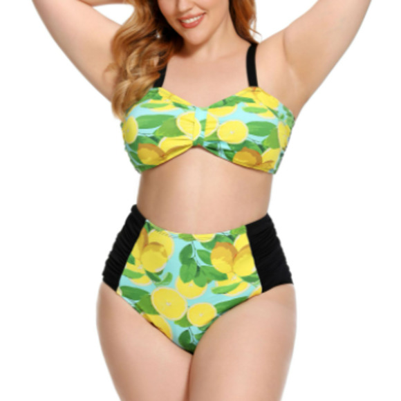 Plus Size Women Bikini Floral Printed Swimsuit beach wear - Picture 2 of 12